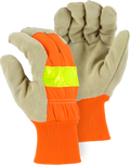 1961 - Winter Lined Split Pigskin Leather Palm Glove with Hi Vis Woven Back image 0
