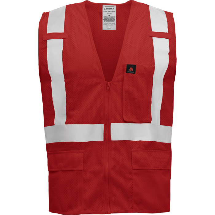 1284FR-Z-RD - FR Economy Safety Vest with Zipper and Radio Clips image 6