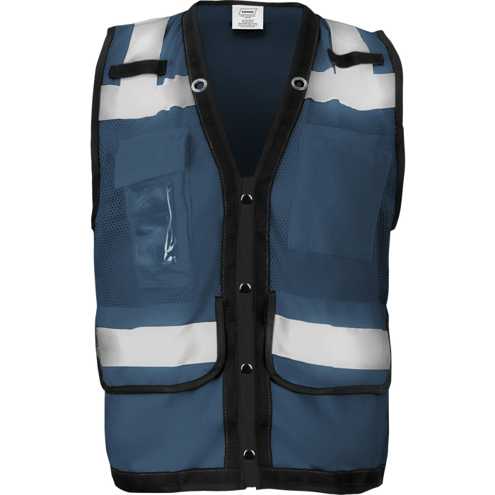 1279-S-RD-CID - Surveyor Safety Vest with Snaps, Radio Clips, and ID Pocket image 1