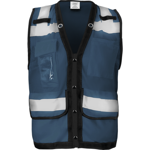 1279-S-RD-CID - Surveyor Safety Vest with Snaps, Radio Clips, and ID Pocket image 1