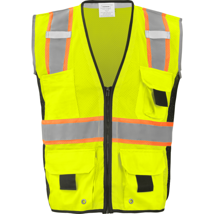 1245-Z-RD - Heavy Duty ANSI Class 2 Safety Vest with Zipper and Radio Clips image 0