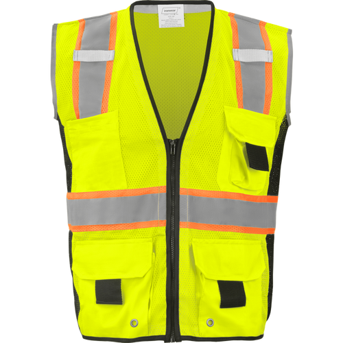 1245-Z-RD - Heavy Duty ANSI Class 2 Safety Vest with Zipper and Radio Clips image 0