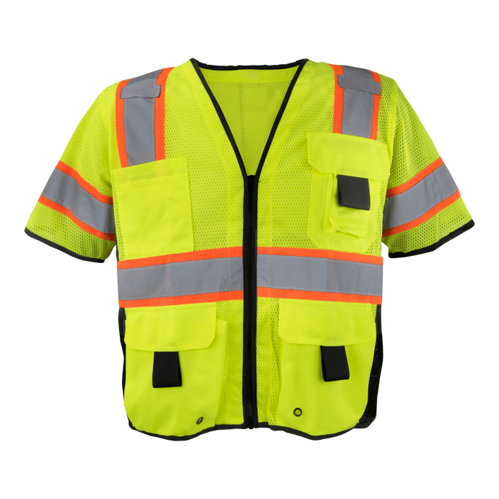 1296-Z-RD - Heavy Duty ANSI Class 3 Safety Vest with Zipper and Radio Clips image 0
