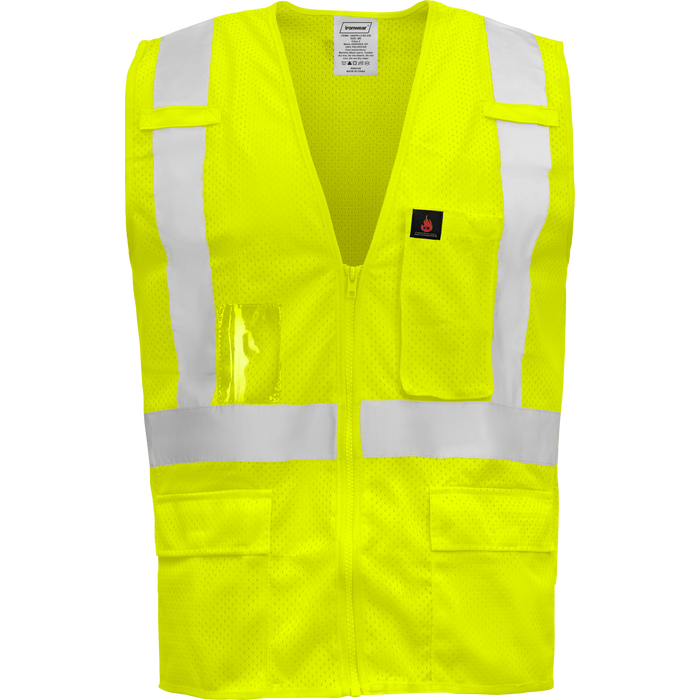 1284FR-Z-RD-CID - FR ANSI Class 2 Safety Vest with Zipper and Clear ID Pocket image 2
