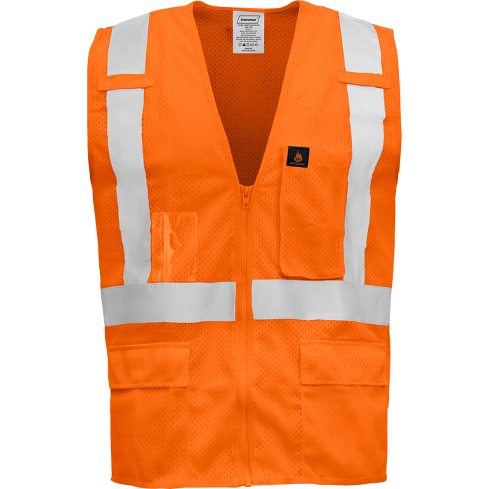 1284FR-Z-RD-CID - FR ANSI Class 2 Safety Vest with Zipper and Clear ID Pocket image 0