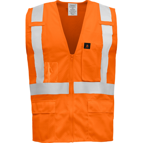1284FR-Z-RD-CID - FR ANSI Class 2 Safety Vest with Zipper and Clear ID Pocket image 0