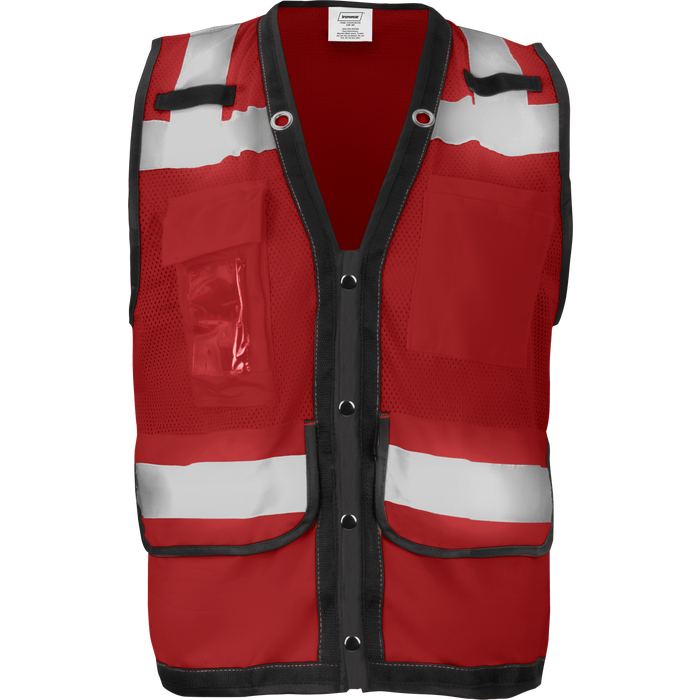1279-S-RD-CID - Surveyor Safety Vest with Snaps, Radio Clips, and ID Pocket image 7