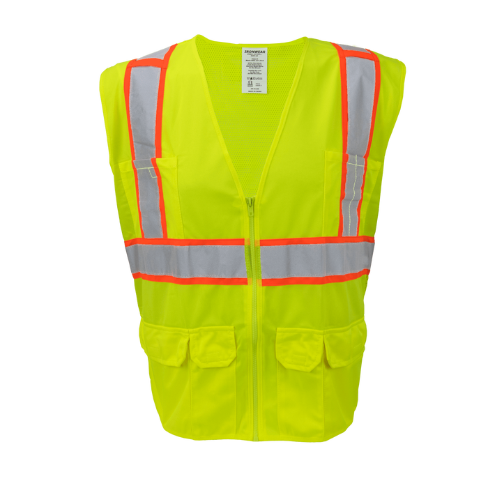 1277-Z-RD - ANSI Class 2 Economy Surveyor Vest with Zipper and Radio Clips image 0