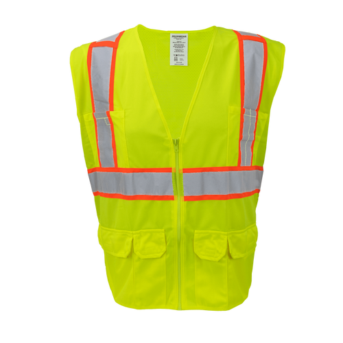 1277-Z-RD - ANSI Class 2 Economy Surveyor Vest with Zipper and Radio Clips image 0