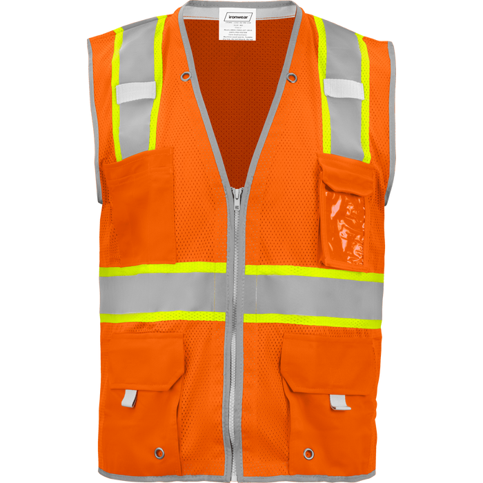1241-Z-RD-CID - ANSI Class 2 Safety Vest with Zipper and Clear ID Pocket image 0