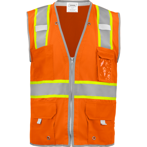 1241-Z-RD-CID - ANSI Class 2 Safety Vest with Zipper and Clear ID Pocket image 0