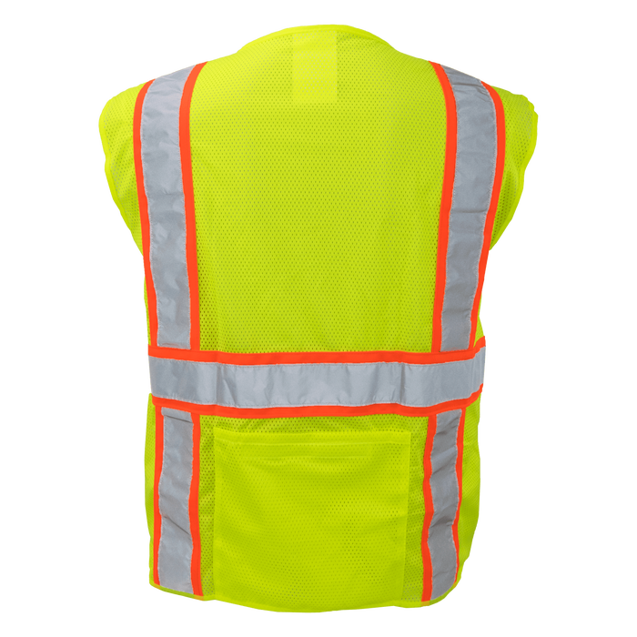 1277-Z-RD - ANSI Class 2 Economy Surveyor Vest with Zipper and Radio Clips image 1