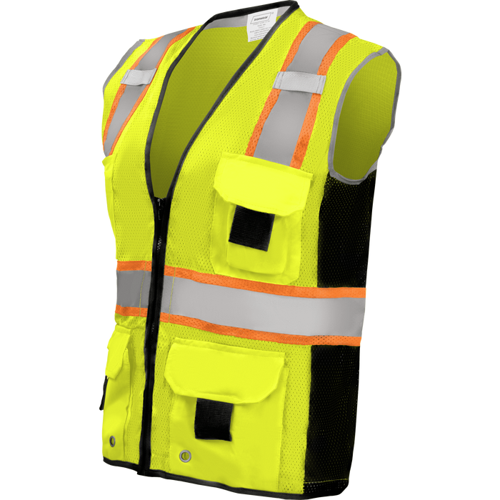 1296-Z-RD - Heavy Duty ANSI Class 3 Safety Vest with Zipper and Radio Clips image 2