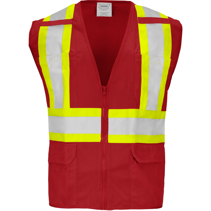 1287-Z-RD - Safety Vest with Zipper and Radio Clips image 9