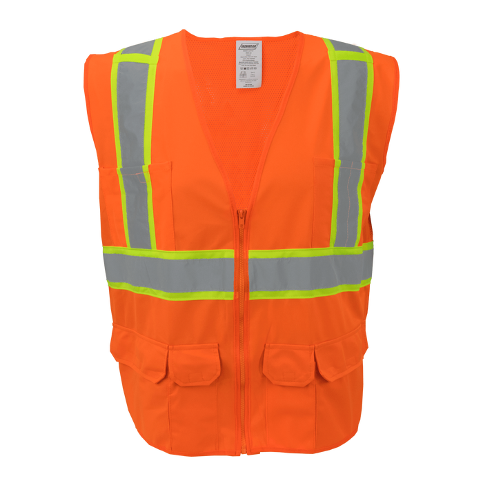 1277-Z-RD - ANSI Class 2 Economy Surveyor Vest with Zipper and Radio Clips image 2