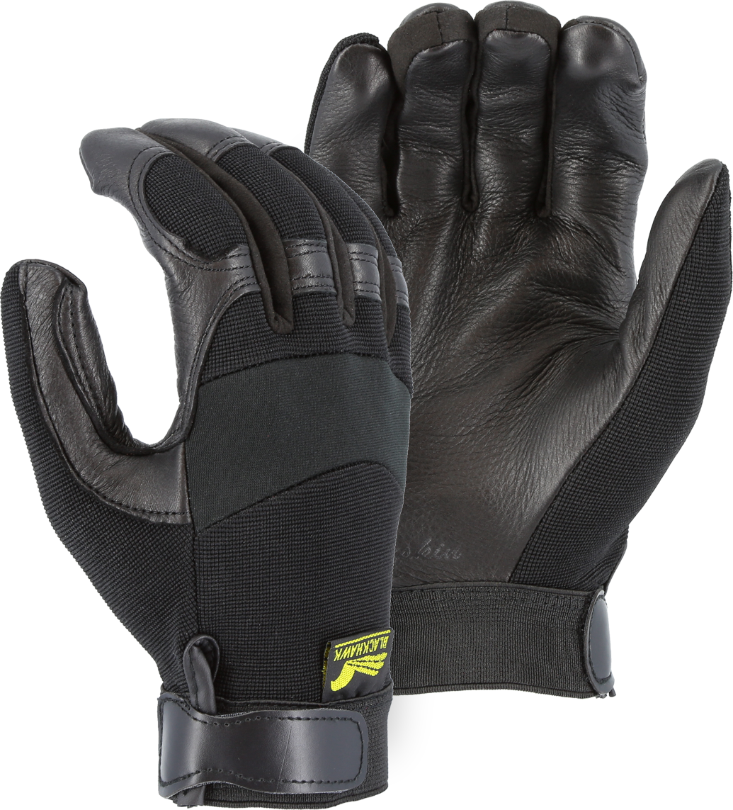 2151 - Black Hawk Mechanics Glove with Deerskin Palm and Stretch Knit Back image 0