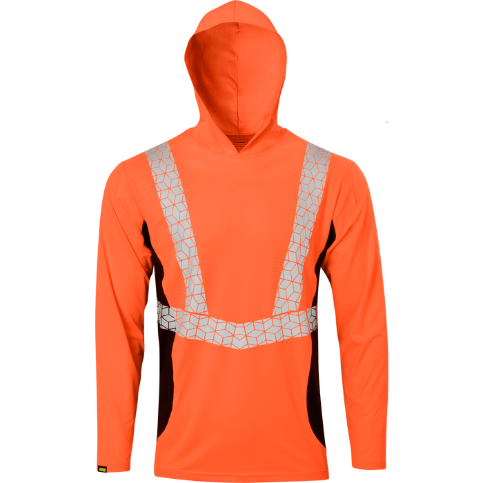 7153 - Premium Hi Vis Class 2 Hooded Shirt with Elastex and GeoFlect Tape image 6