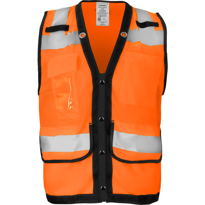 1279-S-RD-CID - Surveyor Safety Vest with Snaps, Radio Clips, and ID Pocket image 5