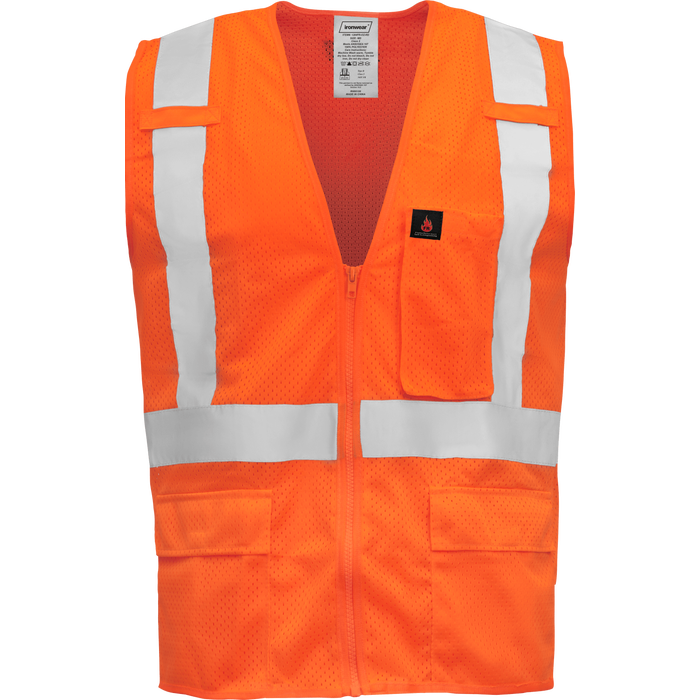 1284FR-Z-RD - FR Economy Safety Vest with Zipper and Radio Clips image 4