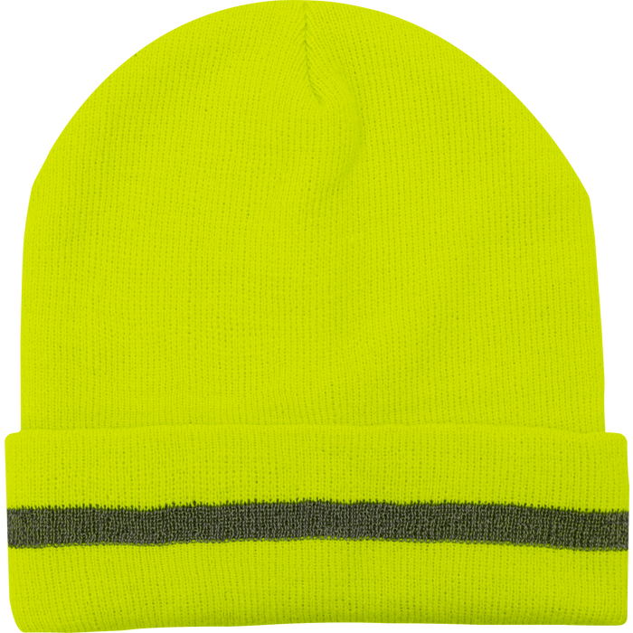1243 - Hi Vis Beanie Hat with Reflective Tape image 0
