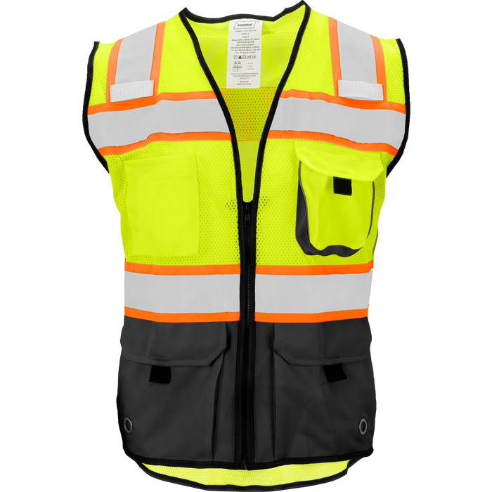 1244-Z-RD - Heavy Duty ANSI Class 2 Safety Vest with Zipper and Radio Clips image 0