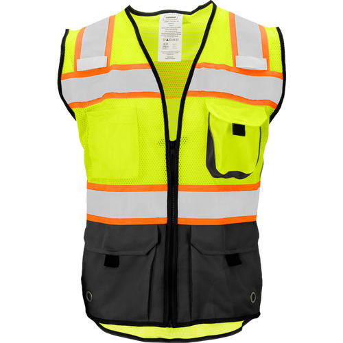 1244-Z-RD - Heavy Duty ANSI Class 2 Safety Vest with Zipper and Radio Clips image 0