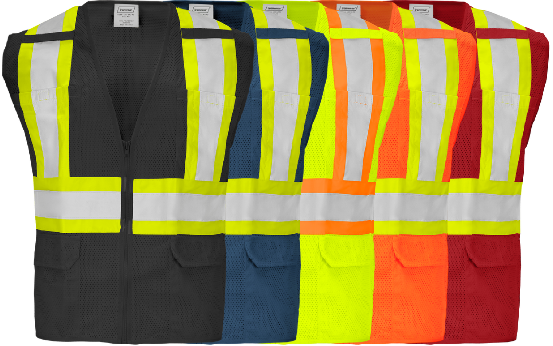 1287-Z-RD - Safety Vest with Zipper and Radio Clips image 0
