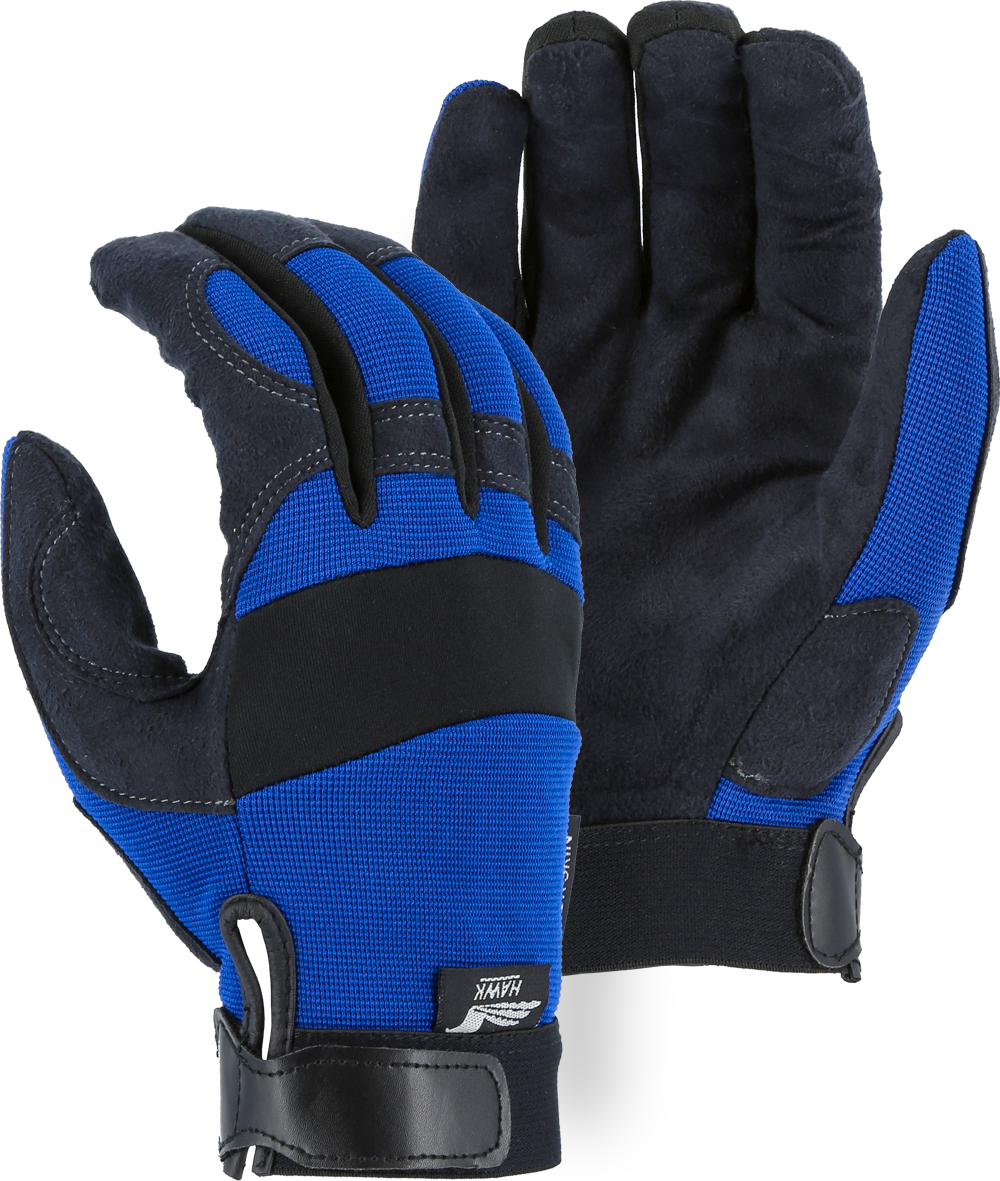 2137BK - Black Armor Skin Mechanics Glove with Colored Knit Back image 1
