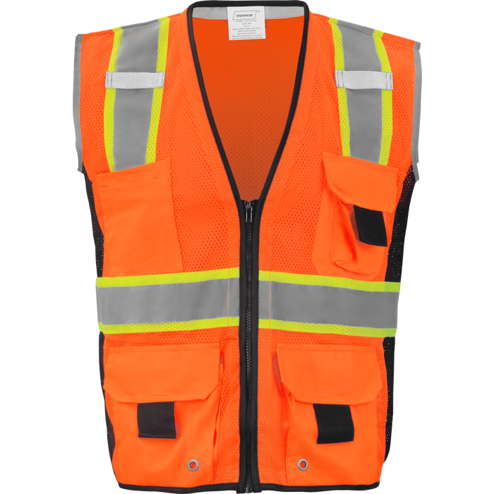 1245-Z-RD - Heavy Duty ANSI Class 2 Safety Vest with Zipper and Radio Clips image 3