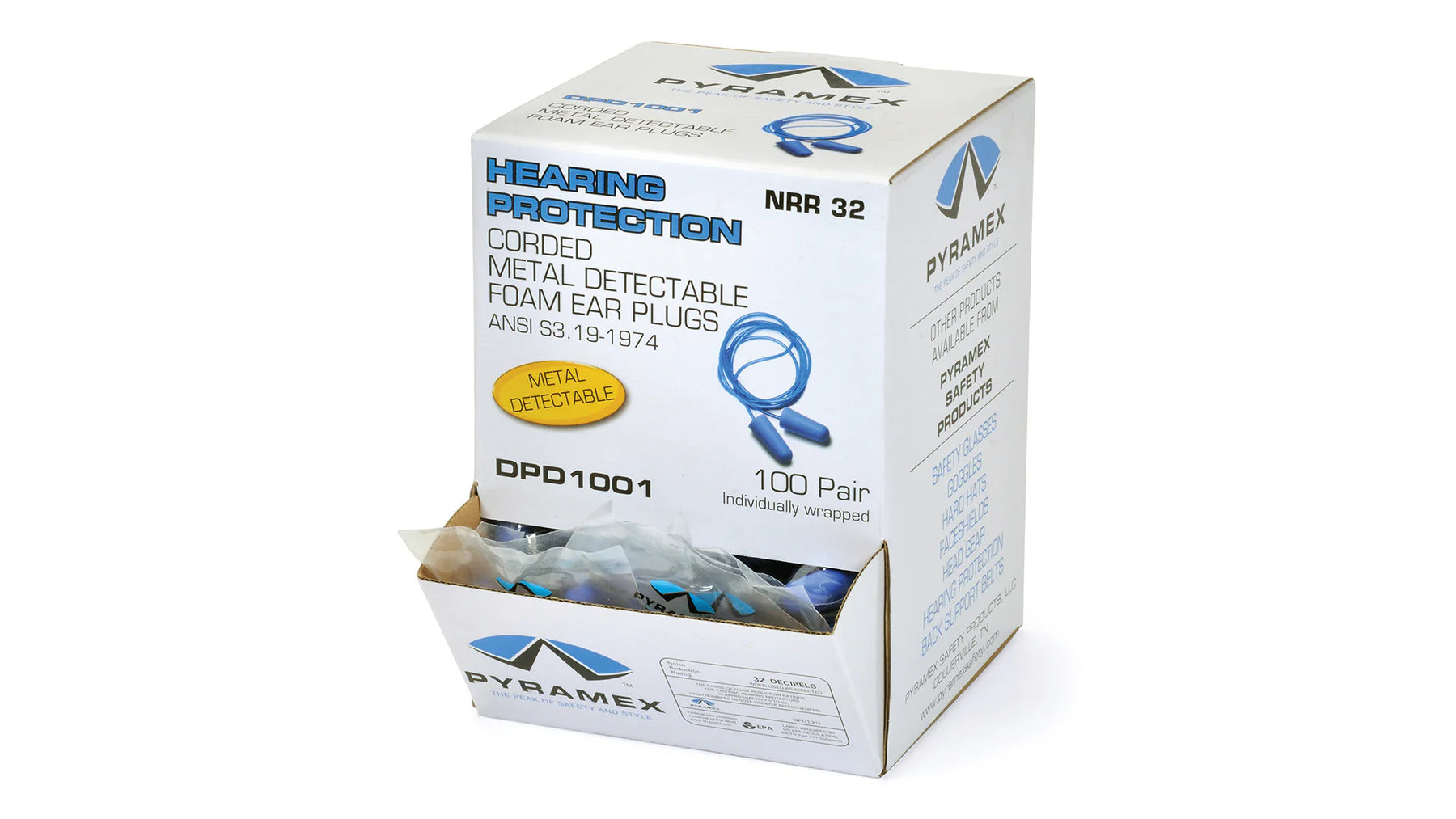 DPD1001  - Metal Detectable Disposable Corded Earplugs image 1