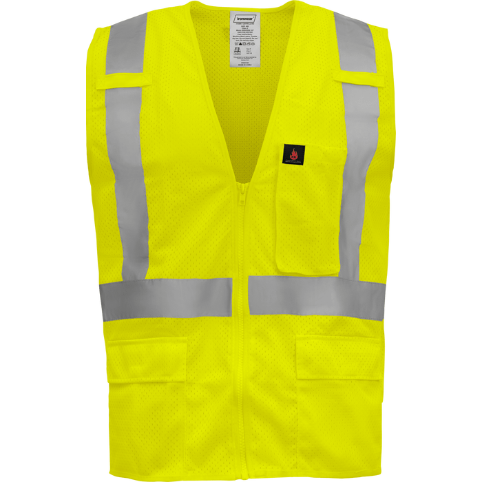 1284FR-Z-RD - FR Economy Safety Vest with Zipper and Radio Clips image 2