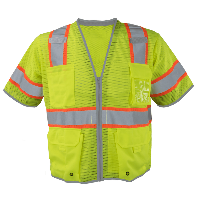 1299-Z-RD - Heavy Duty ANSI Class 3 Safety Vest with Zipper and Clear ID Pocket image 0