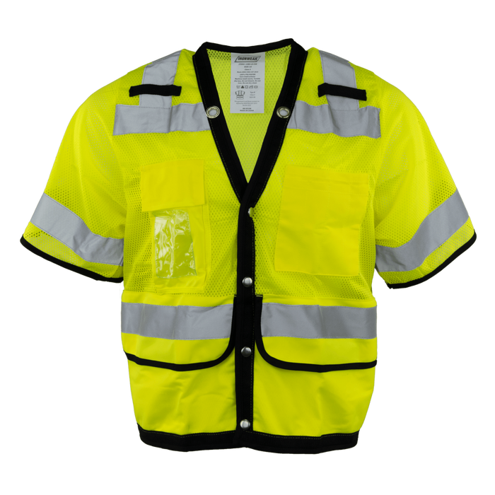 1280-S-RD-CID - ANSI Class 3 Safety Vest with Snaps and Clear ID Pocket image 0
