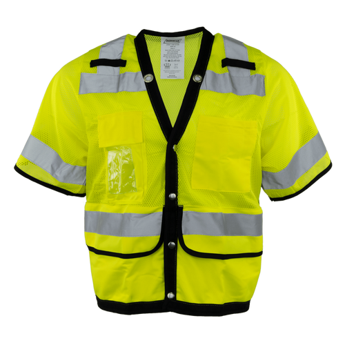 1280-S-RD-CID - ANSI Class 3 Safety Vest with Snaps and Clear ID Pocket image 0