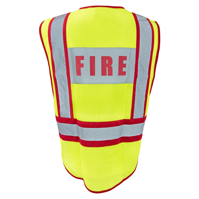 1246-FRD - ANSI Class 2 Fire Breakaway Safety Vest with Clear ID Pocket image 1