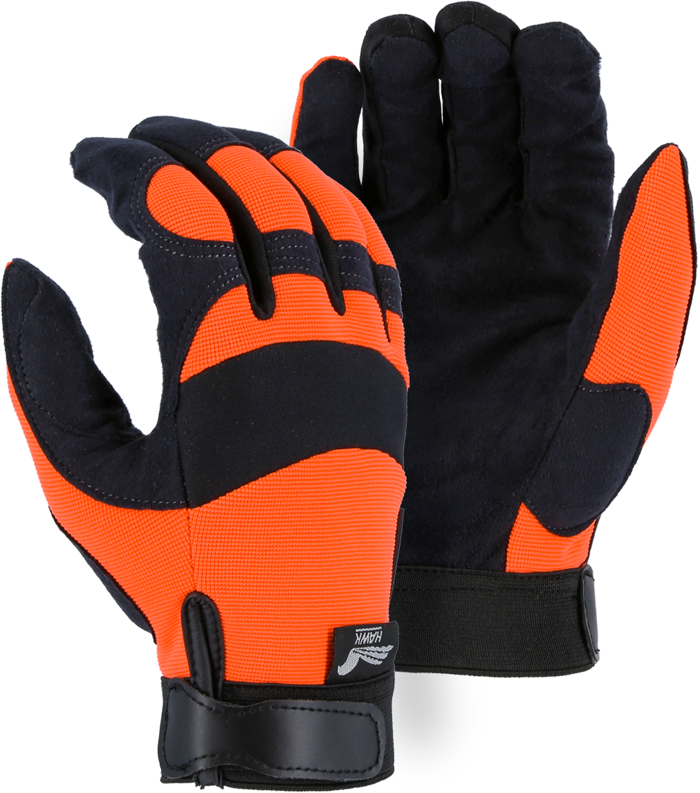 2137BK - Black Armor Skin Mechanics Glove with Colored Knit Back image 2