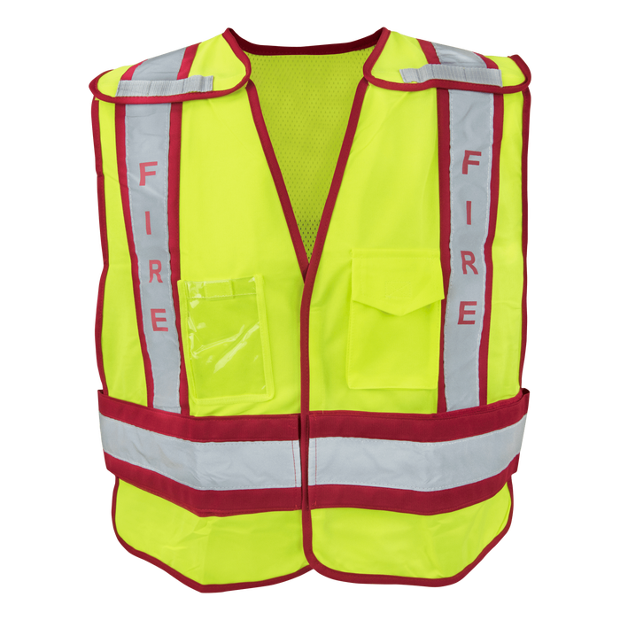 1246-FRD - ANSI Class 2 Fire Breakaway Safety Vest with Clear ID Pocket image 0