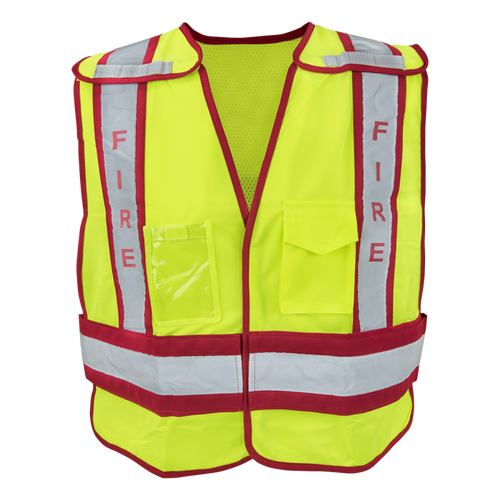 1246-FRD - ANSI Class 2 Fire Breakaway Safety Vest with Clear ID Pocket image 0