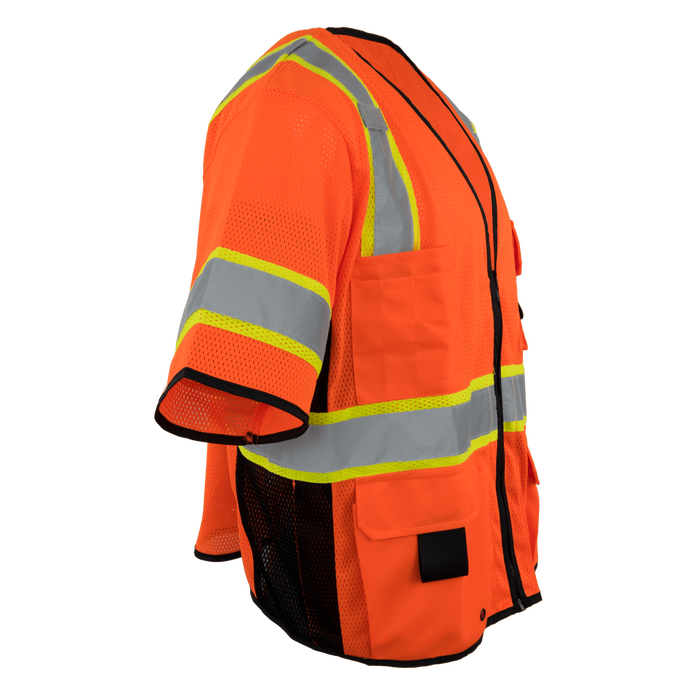 1296-Z-RD - Heavy Duty ANSI Class 3 Safety Vest with Zipper and Radio Clips image 5