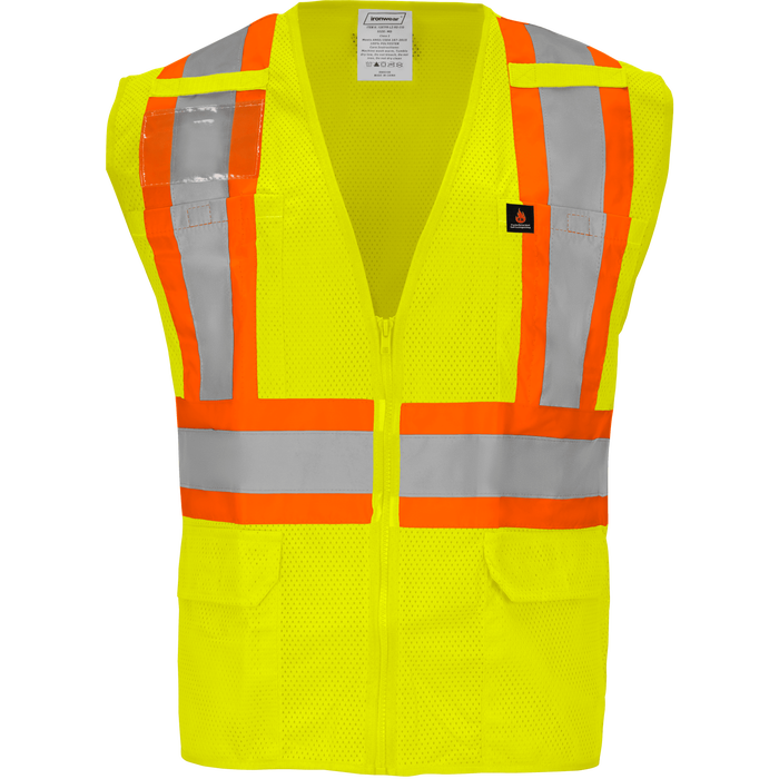 1287FR-Z-RD-CID - FR ANSI Class 2 Safety Vest with Zipper and Clear ID Pocket image 0
