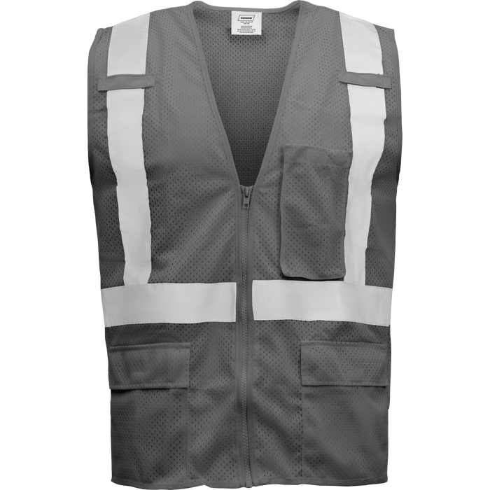 1284-Z-RD - Economy Safety Vest with Zipper and Radio Clips image 3
