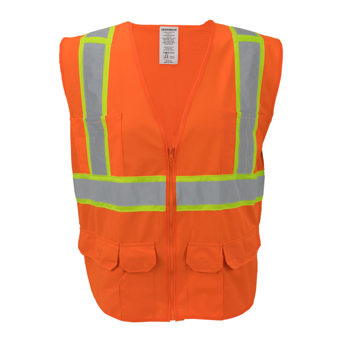 1277FR-Z-RD - FR ANSI Class 2 Safety Vest with Zipper and Radio Clips image 2