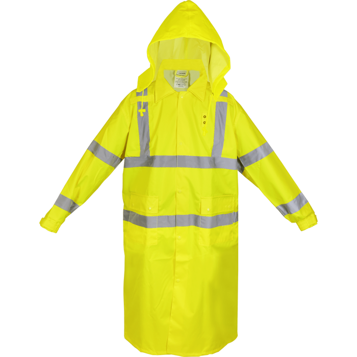 9520 - Hi Vis Class 3 Rain Coat, 48" Long image 0