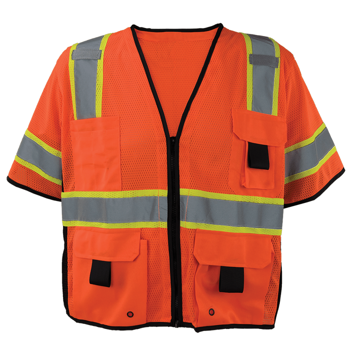 1296-Z-RD - Heavy Duty ANSI Class 3 Safety Vest with Zipper and Radio Clips image 3