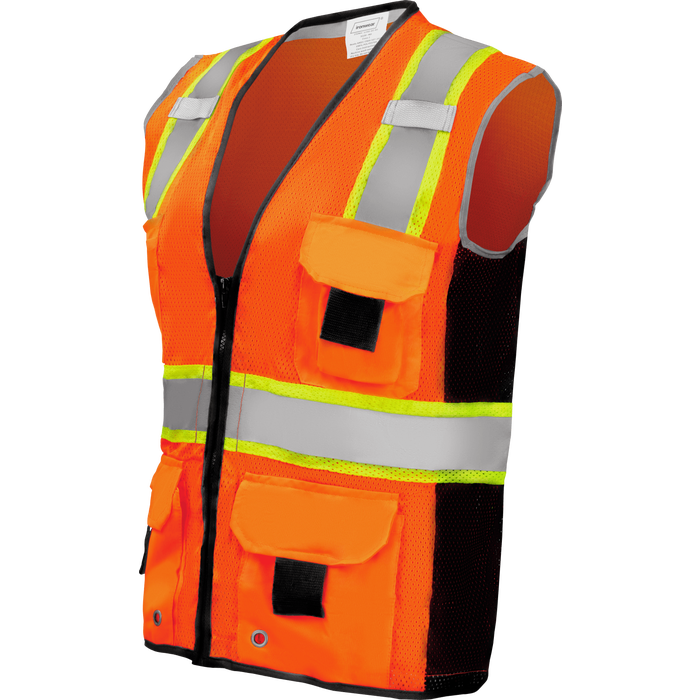 1245-Z-RD - Heavy Duty ANSI Class 2 Safety Vest with Zipper and Radio Clips image 5