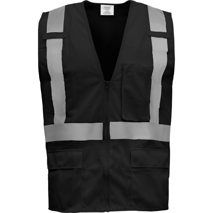 1284-Z-RD - Economy Safety Vest with Zipper and Radio Clips image 1