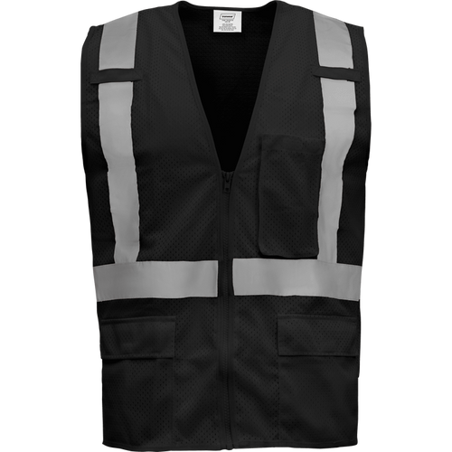 1284-Z-RD - Economy Safety Vest with Zipper and Radio Clips image 1
