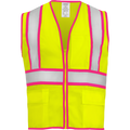 1284-Z-T - ANSI Class 2 Safety Vest with Zipper and Pink Binding image 0