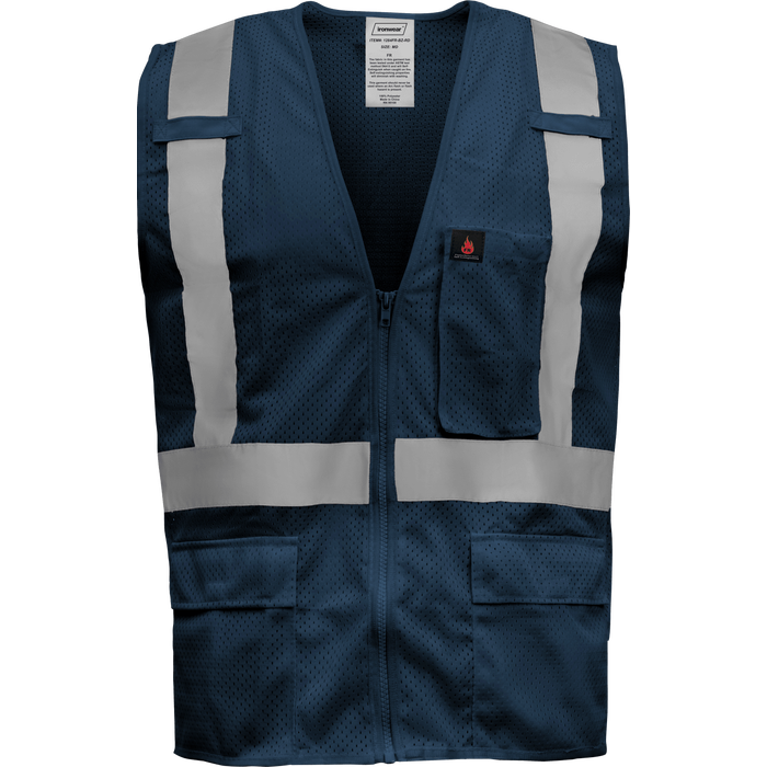 1284FR-Z-RD - FR Economy Safety Vest with Zipper and Radio Clips image 0