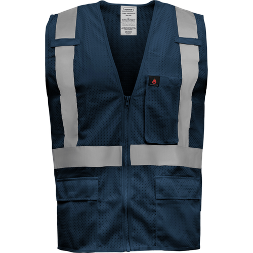 1284FR-Z-RD - FR Economy Safety Vest with Zipper and Radio Clips image 0